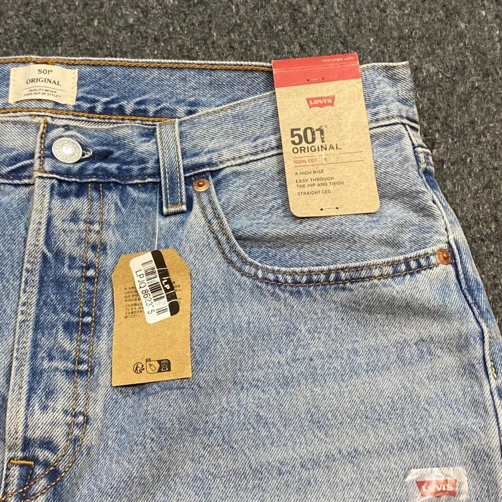 Levi 501 Original Jeans Sz 32 Mens Blue Grunge Distressed Straight Leg Pants